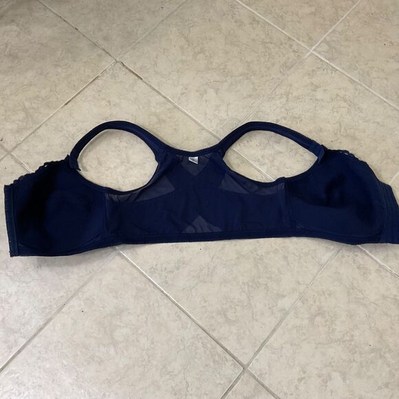 ASHLEY STEWART Bra 38D Full Coverage Front Close adj shoulder Navy Lace Posture - Picture 7 of 8